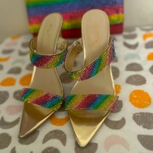 Rainbow purse and heels
